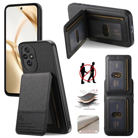 Custodia per telefono con cerniera verticale in tessuto Twill di Honor 300 Ultra RFID Card Bag (nero)