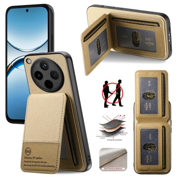 Per OPPO Find X8 Pro Twill Tessuto Pelle Verticale Flip RFID Card Bag Custodia per Telefono (Cachi)