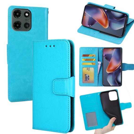 Per Motorola Moto G 5G 2025 Custodia in pelle con texture di cristallo (blu cielo)