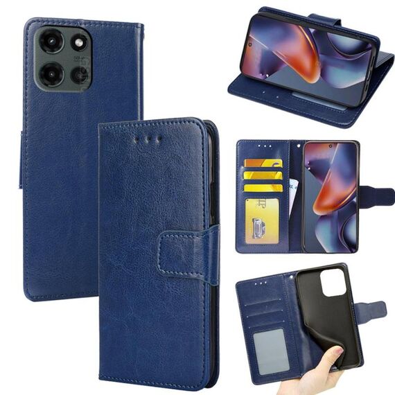 Per Motorola Moto G 5G 2025 Custodia in pelle con texture di cristallo (blu reale)