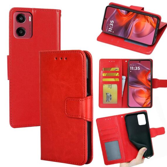 Per Motorola Moto G05 Custodia in pelle con texture di cristallo (rosso)