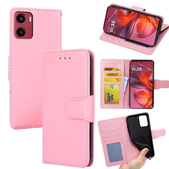 Per Motorola Moto G05 Custodia in pelle con texture di cristallo (rosa)