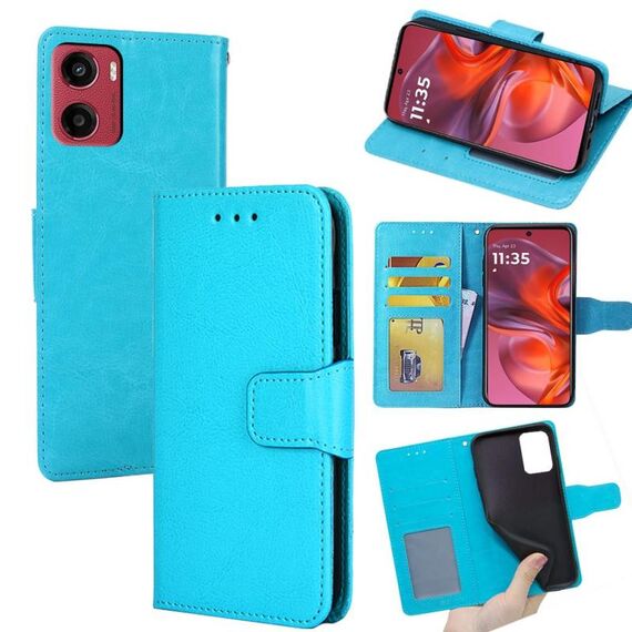 Per Motorola Moto G05 Custodia in pelle con texture di cristallo (blu cielo)