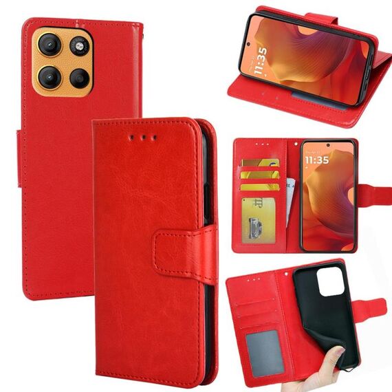 Per Motorola Moto G15 / G15 Power Custodia in pelle con texture Crystal (rosso)