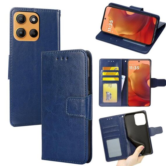 Per Motorola Moto G15 / G15 Power Custodia in pelle con texture Crystal (blu reale)