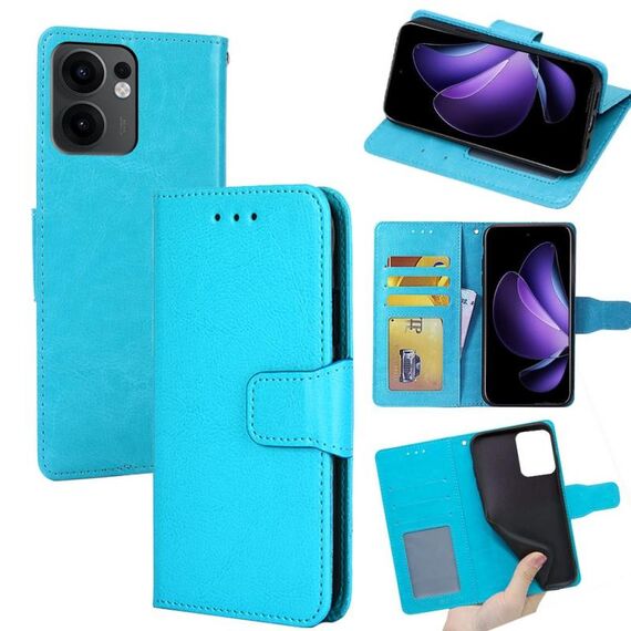 Per OPPO Reno13 F 5G / 4G Custodia in pelle con texture di cristallo (blu cielo)