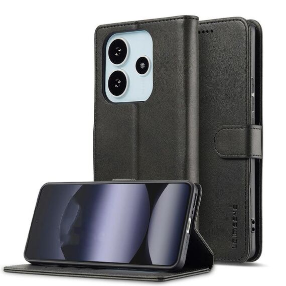 Per Redmi Note 14 4G 164,84 mm LC.IMEEKE Custodia per telefono in pelle di vitello (nero)