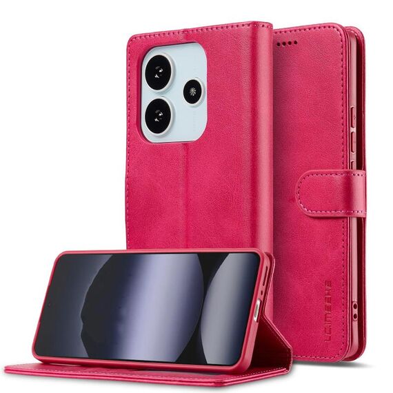 Per Redmi Note 14 4G 164,84 mm LC.IMEEKE Custodia per telefono in pelle di vitello (rosso)