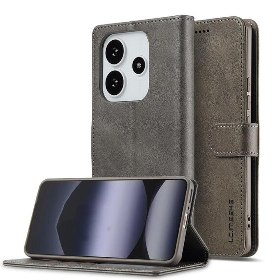 Per Redmi Note 14 4G 164,84 mm LC.IMEEKE Custodia per telefono in pelle di vitello (grigio)