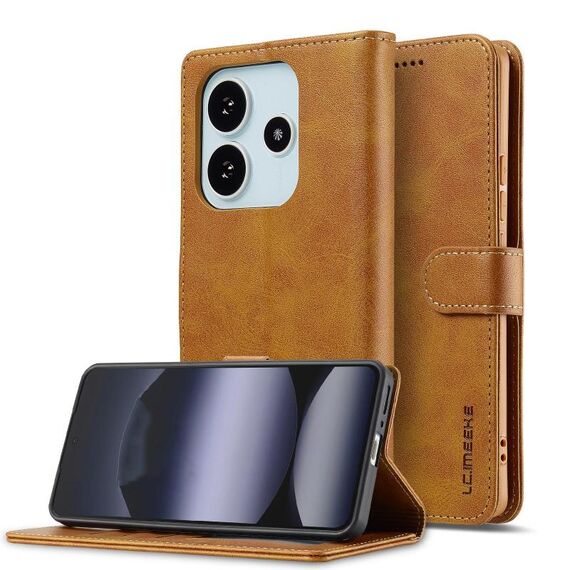 Per Redmi Note 14 4G 164,84 mm LC.IMEEKE Custodia per telefono in pelle di vitello (marrone)