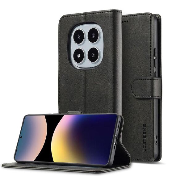 Per Redmi Note 14 Pro 4G LC.IMEEKE Custodia per telefono in pelle di vitello (nero)