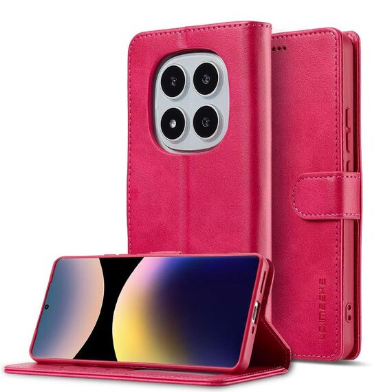 Per Redmi Note 14 Pro 4G LC.IMEEKE Custodia per telefono in pelle di vitello (rosso)