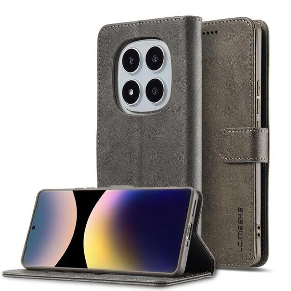 Per Redmi Note 14 Pro 4G LC.IMEEKE Custodia per telefono in pelle di vitello (grigio)