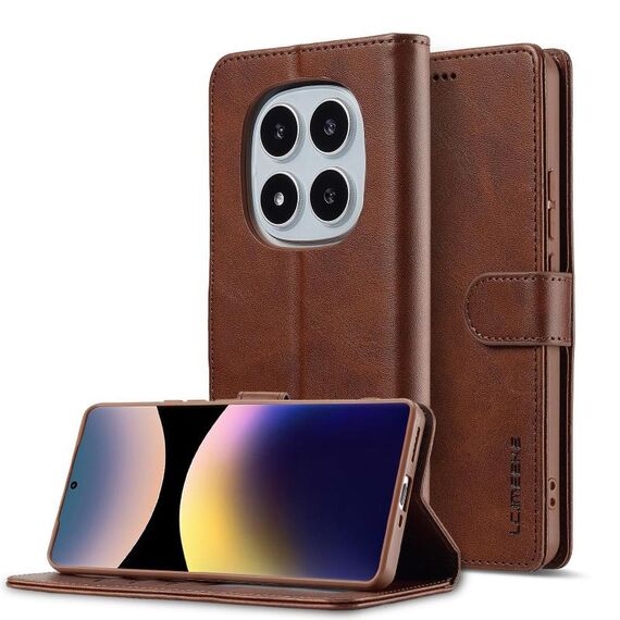 Per Redmi Note 14 Pro 4G LC.IMEEKE Custodia per telefono in pelle di vitello (caffè)