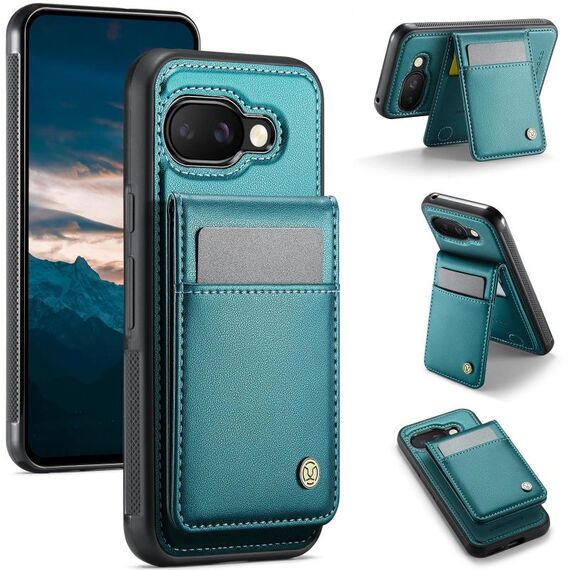 Per Google Pixel 9a JEEHOOD J06 British Style RFID MagSafe Card Bag PU Custodia per telefono (verde)