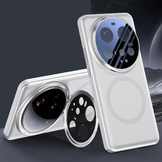 Per Xiaomi 15 Ultra Feather Metal Lens Holder MagSafe Custodia per telefono Skin Feel (bianco sabbia argento)