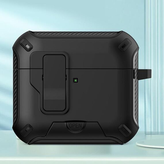 Per AirPods 4 Auricolari Bluetooth wireless Custodia protettiva con supporto MagSafe (nero)