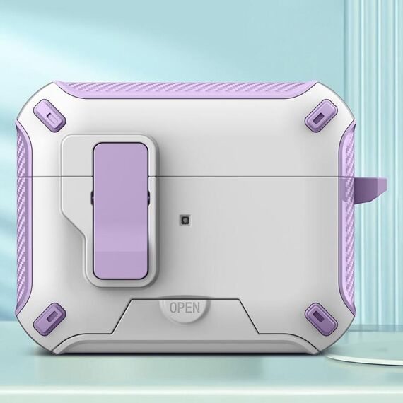 Per AirPods Pro 2 auricolari Bluetooth wireless MagSafe Holder Custodia protettiva (bianco viola)