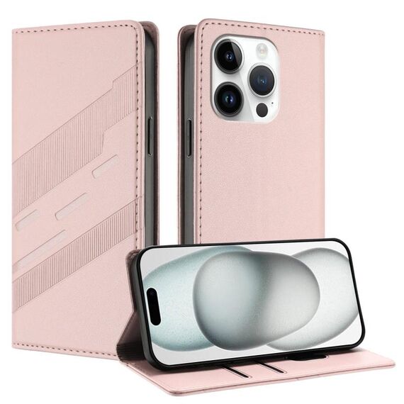 Per iPhone 14 Pro Custodia per telefono in pelle retrò con portafoglio multifunzionale in rilievo (rosa)