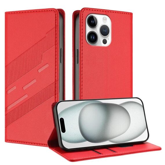 Per iPhone 14 Pro Max Custodia per telefono in pelle retrò con portafoglio multifunzionale in rilievo (rosso)