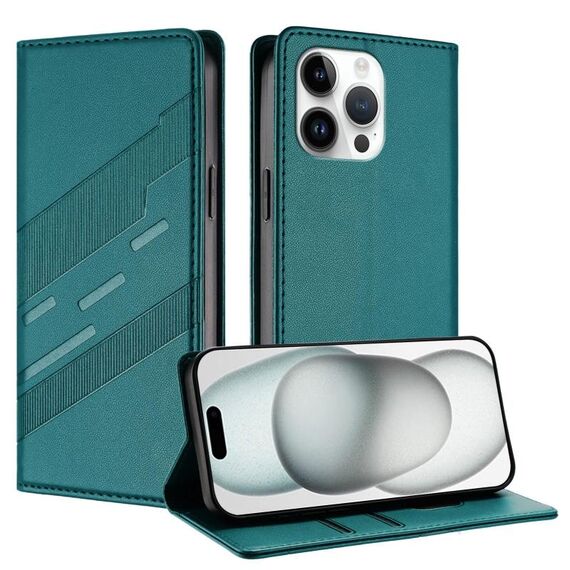 Per iPhone 14 Pro Max Custodia per telefono in pelle retrò con portafoglio multifunzionale in rilievo (verde scuro)