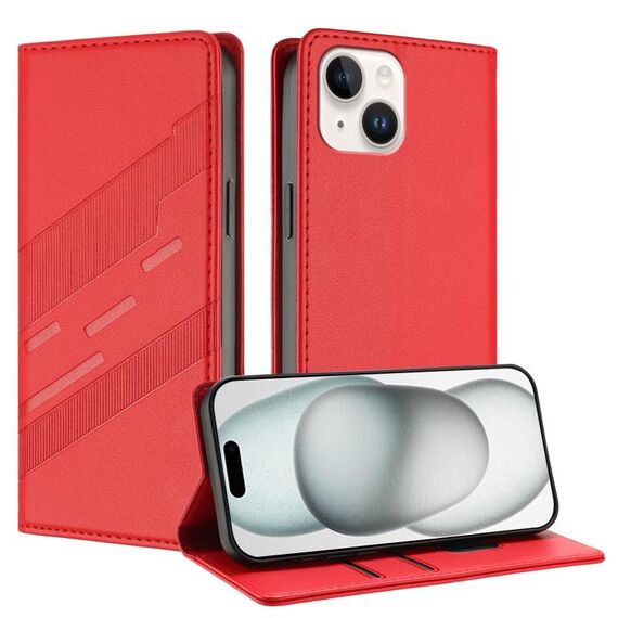 Per iPhone 13 mini Custodia per telefono in pelle retrò con portafoglio multifunzionale in rilievo (rosso)