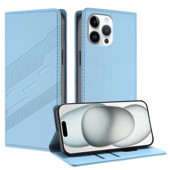 Per iPhone 13 Pro Max Custodia per telefono in pelle retrò con portafoglio multifunzionale in rilievo (azzurro chiaro)