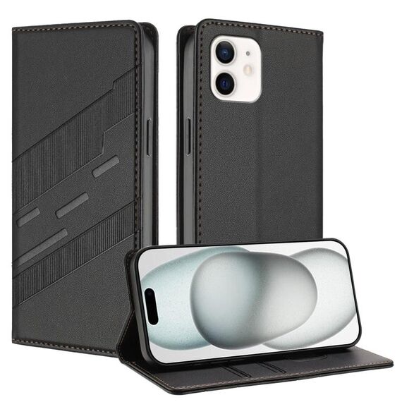 Per iPhone 12 mini Custodia per telefono in pelle retrò con portafoglio multifunzionale in rilievo (nero)