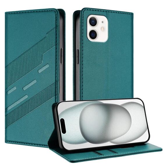 Per iPhone 12 / 12 Pro Custodia per telefono in pelle retrò con portafoglio multifunzionale in rilievo (verde scuro)