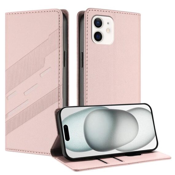 Per iPhone 12 / 12 Pro Custodia per telefono in pelle retrò con portafoglio multifunzionale in rilievo (rosa)