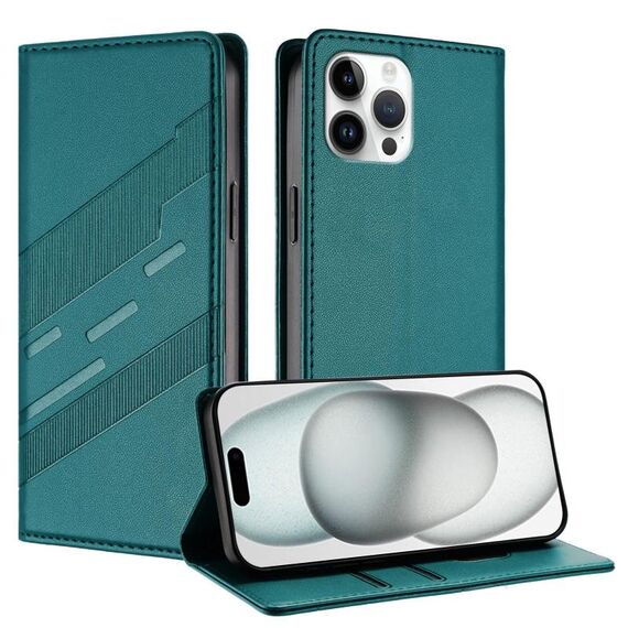 Per iPhone 12 Pro Max Custodia per telefono in pelle retrò con portafoglio multifunzionale in rilievo (verde scuro)
