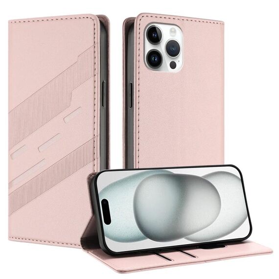 Per iPhone 12 Pro Max Custodia per telefono in pelle retrò con portafoglio multifunzionale in rilievo (rosa)
