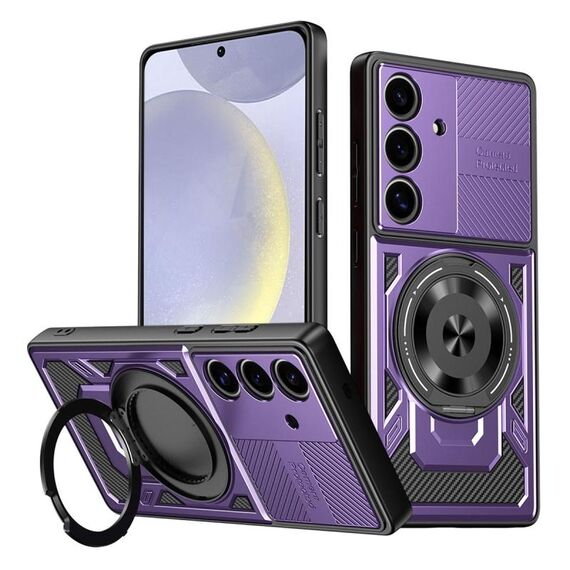Per Samsung Galaxy S25+ / S24+ 5G Armor Supporto Rotante MagSafe Custodia per Telefono (Viola)