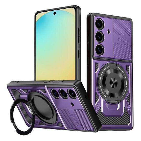 Per Samsung Galaxy S24 FE 5G Armor Supporto Rotante MagSafe Custodia per Telefono (Viola)