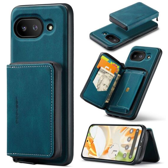 Per Google Pixel 9a JEEHOOD J02 Custodia per telefono in pelle con cerniera magnetica orizzontale (blu)