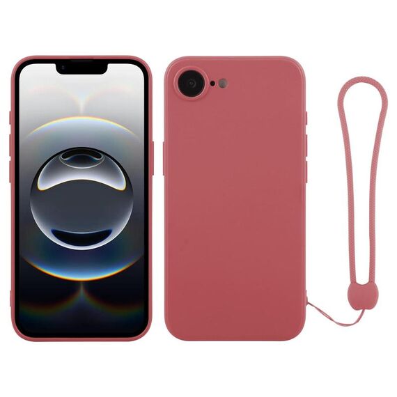 Per iPhone 16e Custodia in silicone con cinturino da polso (arancione rosso)