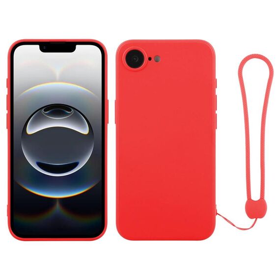 Per iPhone 16e Custodia in silicone con cinturino da polso (rosso)