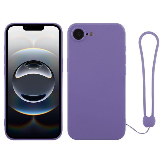 Per iPhone 16e Custodia in silicone con cinturino da polso (viola)