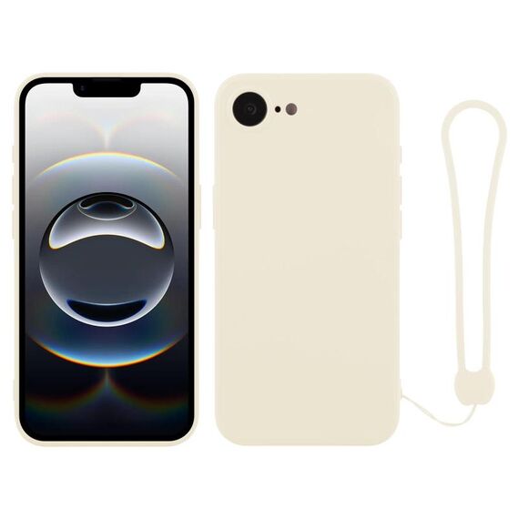 Per iPhone 16e Custodia in silicone con cinturino da polso (bianco)