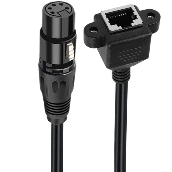 Cavo audio XLR 5 pin femmina a RJ45 femmina, lunghezza: 30 cm (nero)
