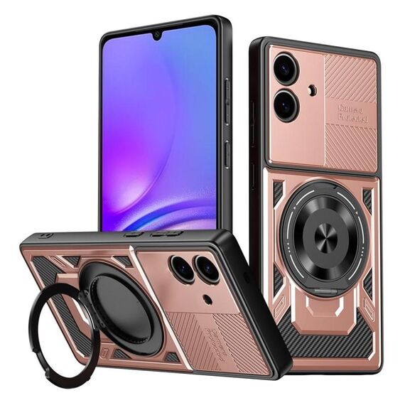 Per Samsung Galaxy A05 Armor Supporto Rotante MagSafe Custodia per Telefono (Oro Rosa)