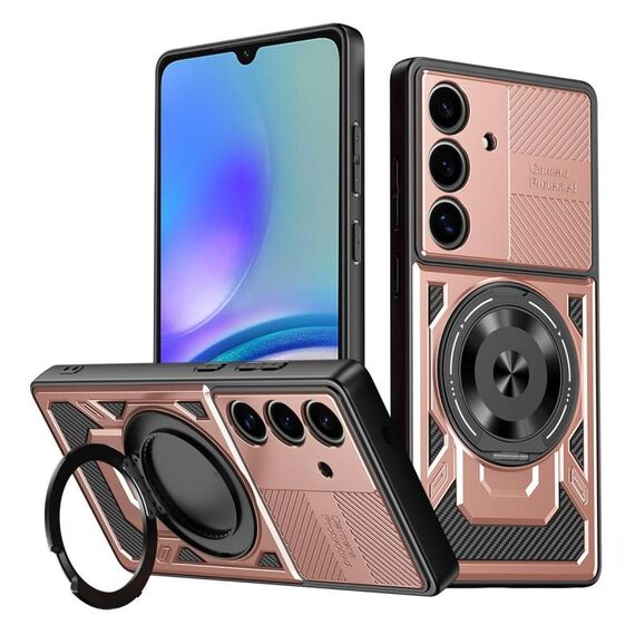 Per Samsung Galaxy A05s 4G Armor Rotating Holder MagSafe Custodia per telefono (oro rosa)