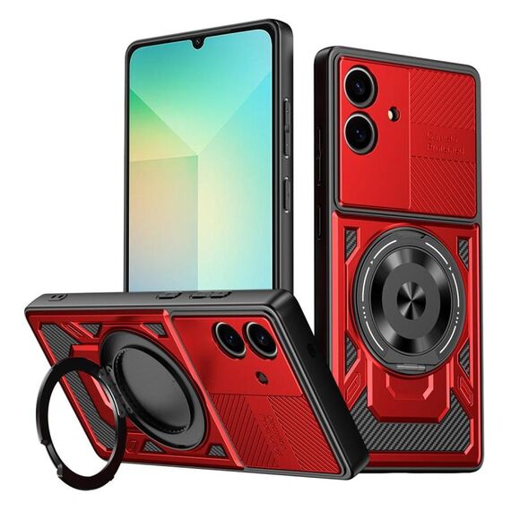 Per Samsung Galaxy A06 5G / 4G Custodia per telefono con supporto girevole MagSafe (rosso)
