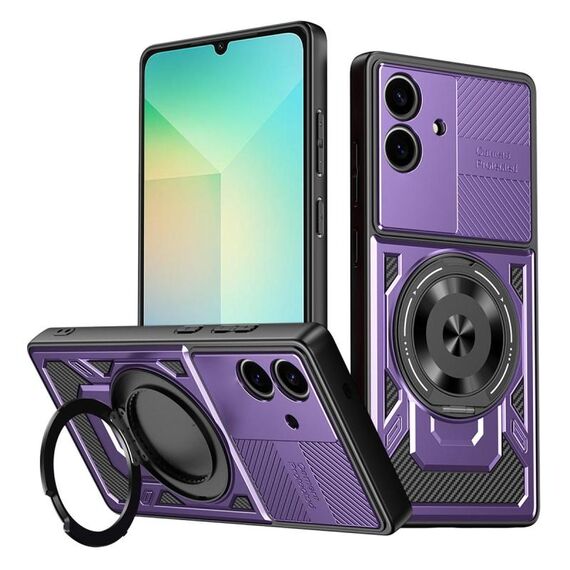 Per Samsung Galaxy A06 5G / 4G Custodia per telefono con supporto rotante MagSafe (viola)