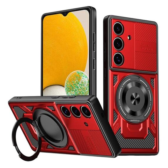 Per Samsung Galaxy A13 / A04e Custodia per telefono con supporto rotante MagSafe Armor (rosso)