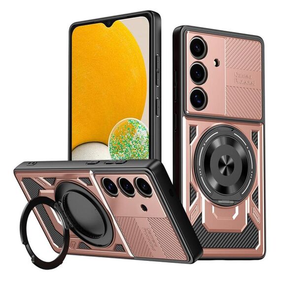 Per Samsung Galaxy A13 / A04e Custodia per telefono con supporto girevole MagSafe Armor (oro rosa)