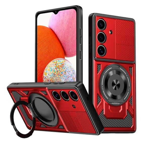 Per Samsung Galaxy A14 5G / 4G Custodia per telefono con supporto rotante MagSafe (rosso)
