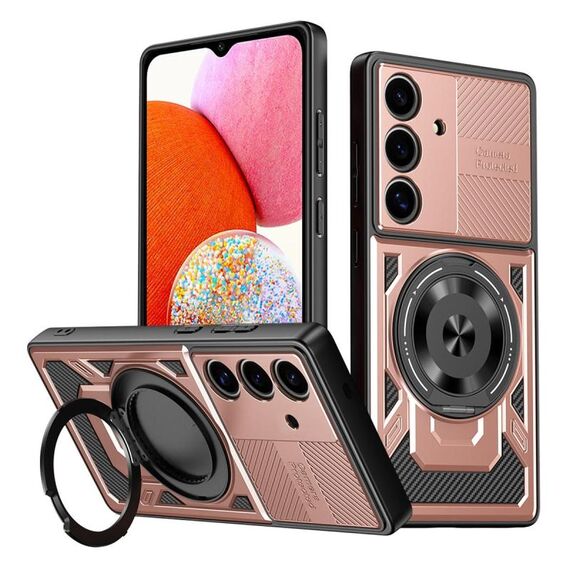 Per Samsung Galaxy A14 5G / 4G Armor Supporto Rotante MagSafe Custodia per Telefono (Oro Rosa)