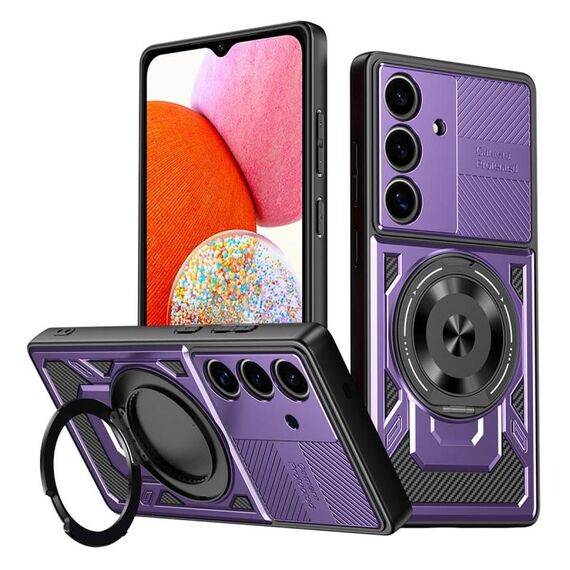 Per Samsung Galaxy A14 5G / 4G Custodia per telefono con supporto rotante MagSafe (viola)