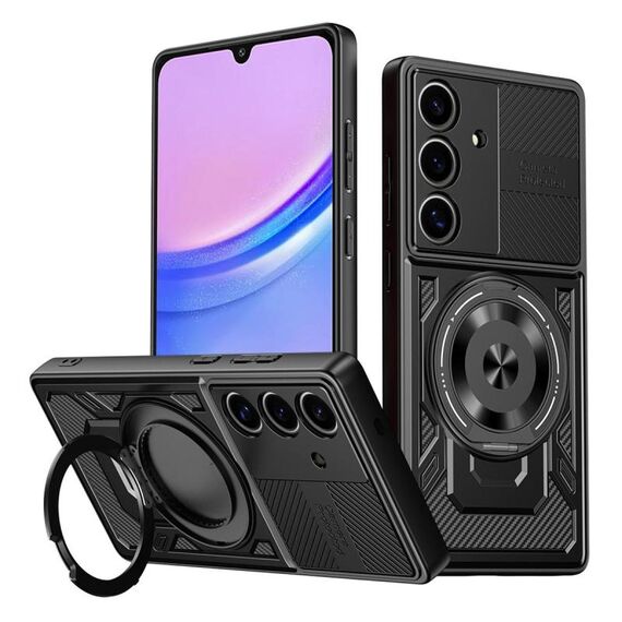 Per Samsung Galaxy A15 Armor Rotating Holder MagSafe Custodia per telefono (Nero)